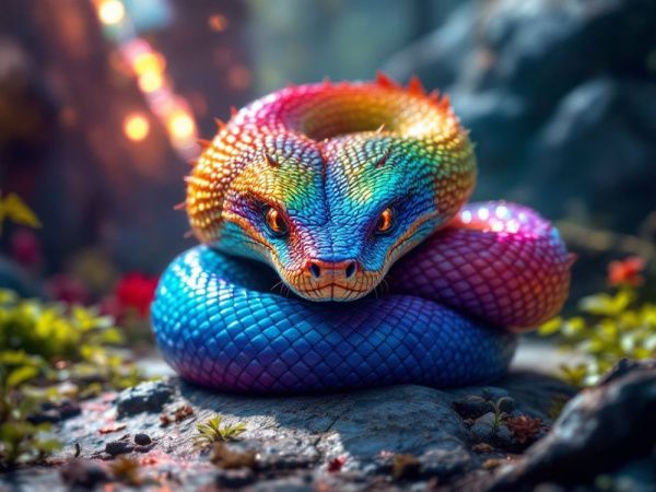 Mysterious Rainbow-Hued Serpent Slithers Through Town!